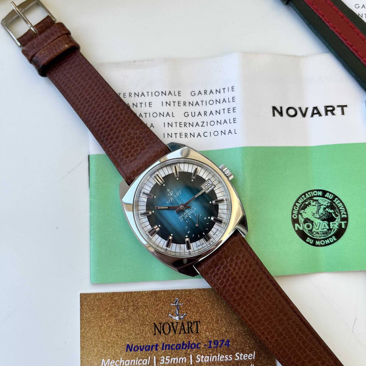 Novart Monza Light Blue Date 17 Jewels