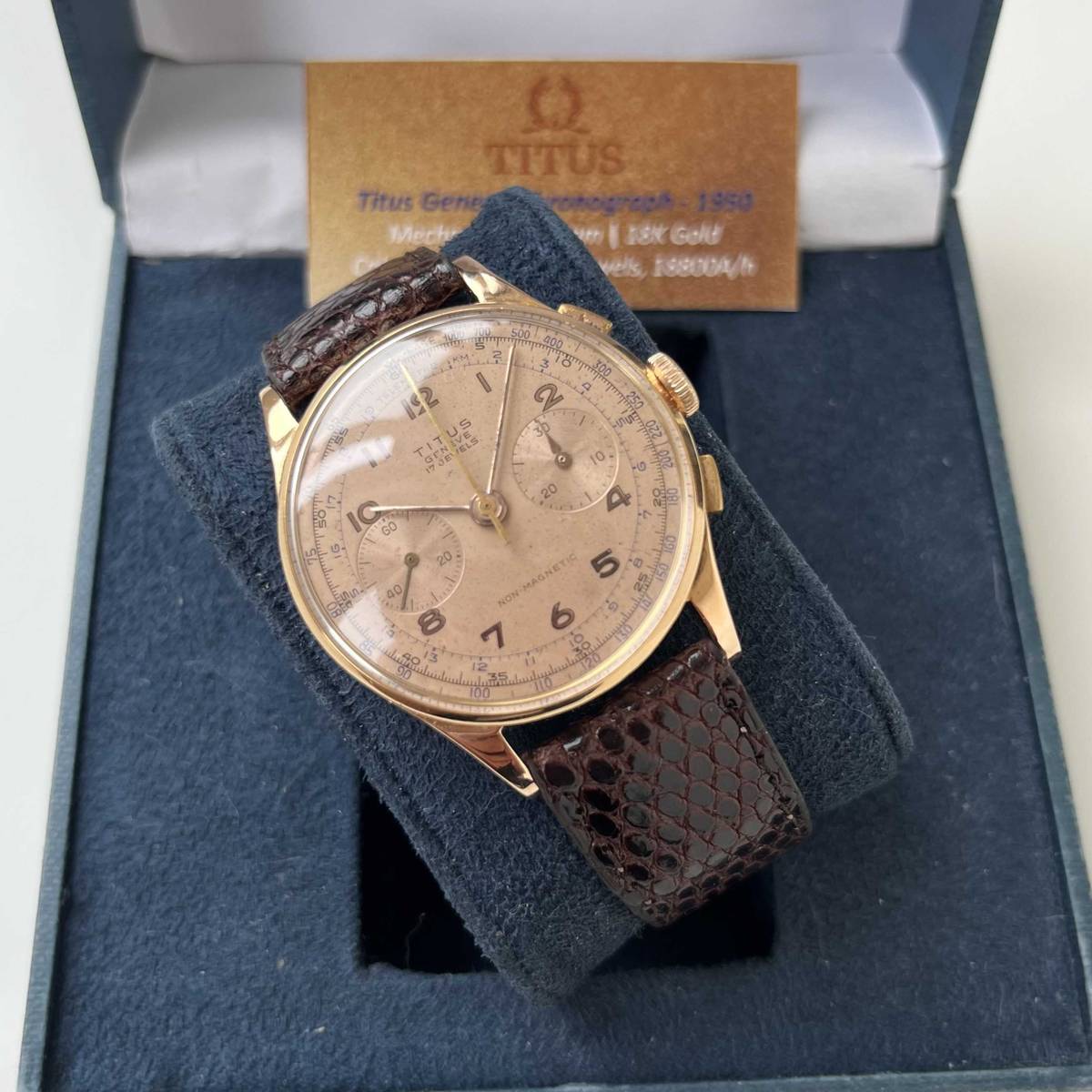 Titus Genève Chronograph 18K Gold Landeron 48